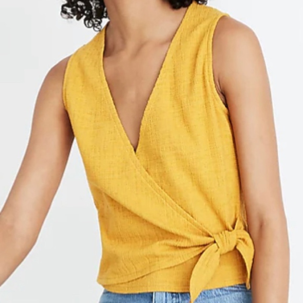 MADEWELL TIE WAIST V-NECK WRAP SLEEVELESS TOP 3X